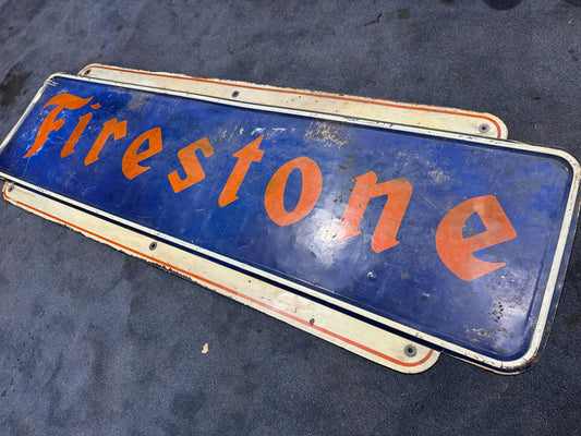 1948 FIRESTONE METAL DEALER SIGN 6X2FT