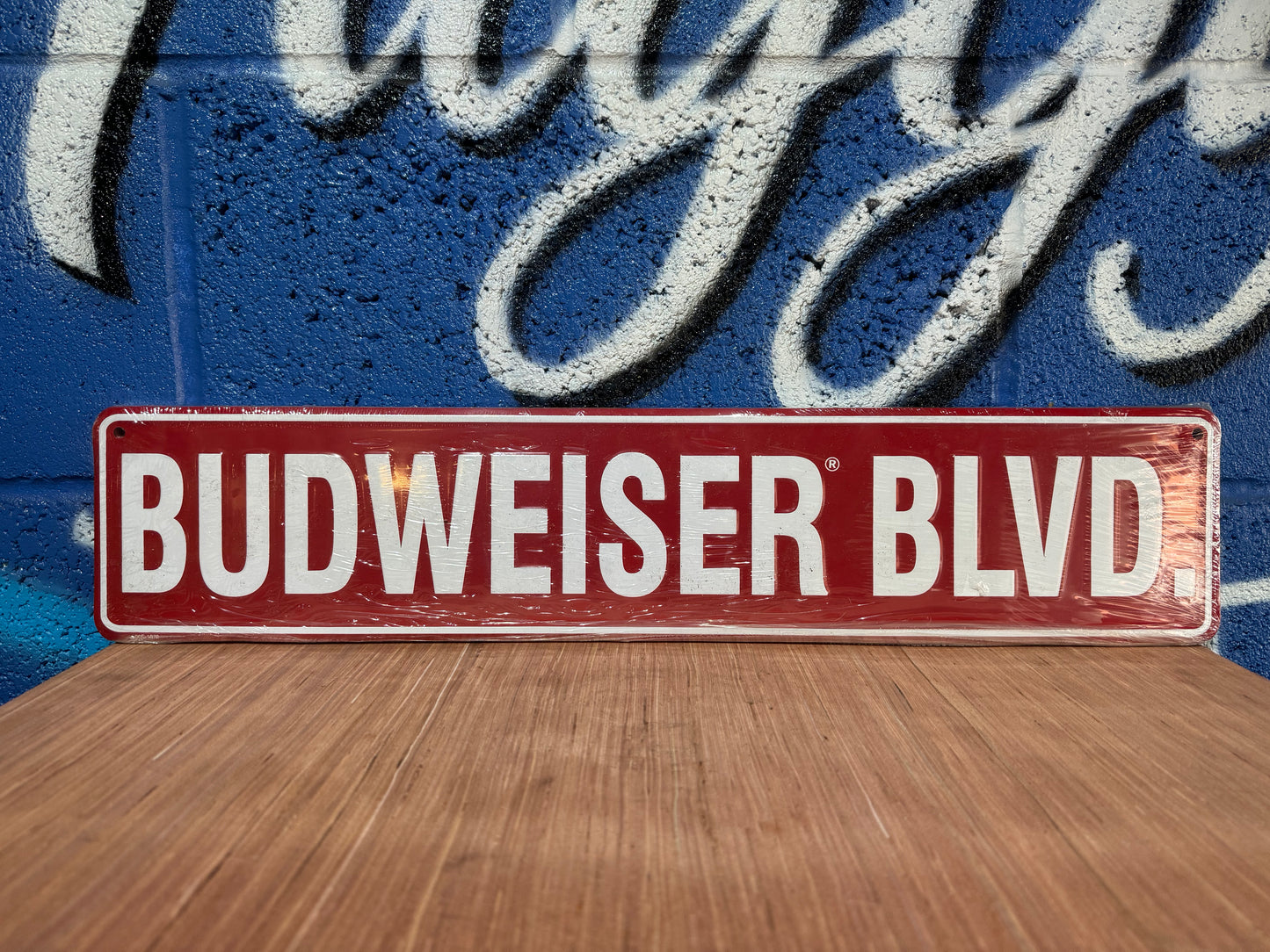 BUDWEISER BLVD STREET STYLE SIGN 12 PACK.