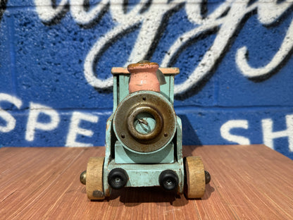 TINY TOTS TINKLE TOYS BLUE AND PINK WOODEN TRAIN