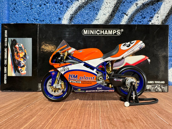 RARE SIGNED DUCATI 998 FO1 2002 SUPERBIKE JAMES TOSELAND MINICHAMPS