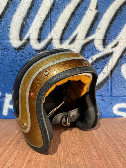 BROWN AND GOLD LARGE MOTORBIKE HELMET