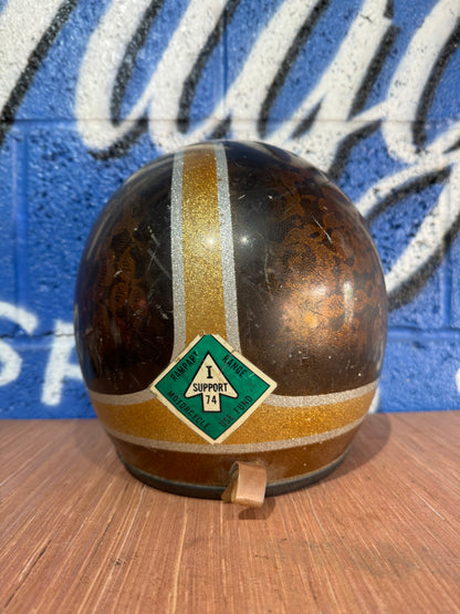 BROWN AND GOLD LARGE MOTORBIKE HELMET