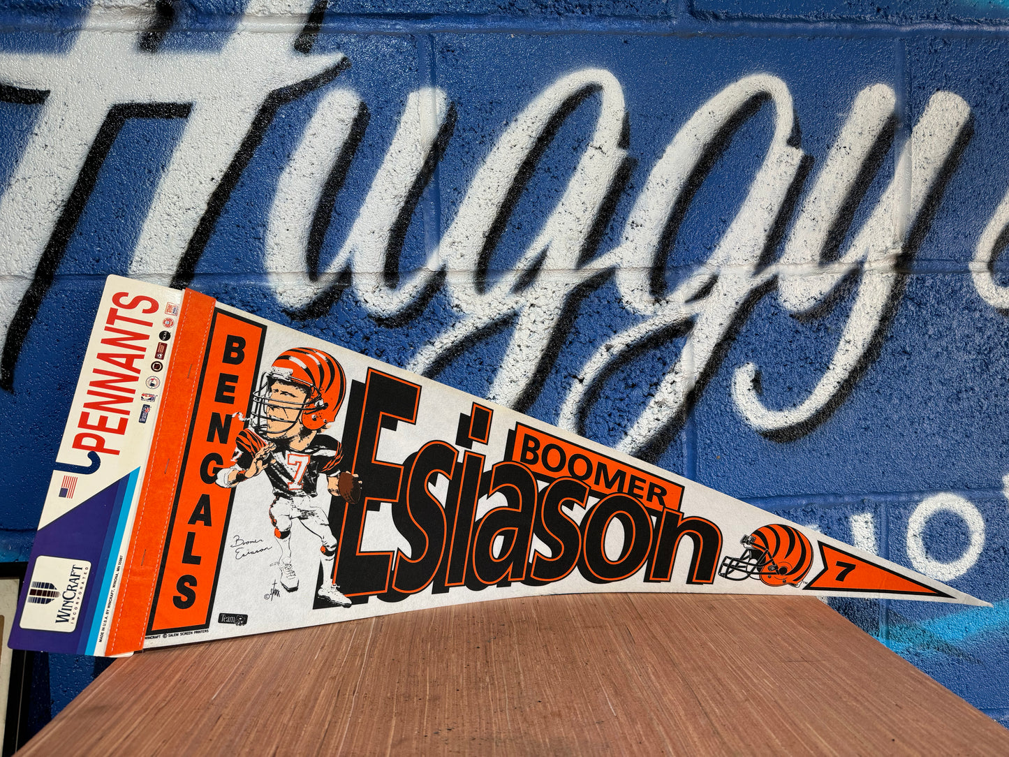 VINTAGE NFL BENGALS NO.7 BOOMER ESIASON FELT PENNANT