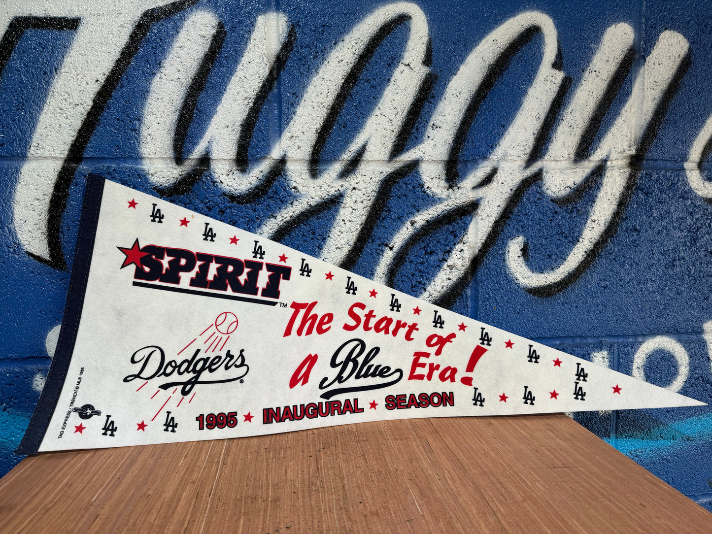 VINTAGE MLB LA DODGERS 1995 INAUGURAL SEASON FELT PENNANT