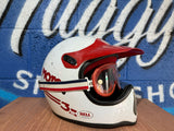 VINTAGE MOTO 3 BELL CRASH HELMET WITH GOGGLES