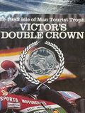 VINTAGE 1982 TT ISLE OF MAN VICTOR'S DOUBLE CROWN COIN AND BOOKLET
