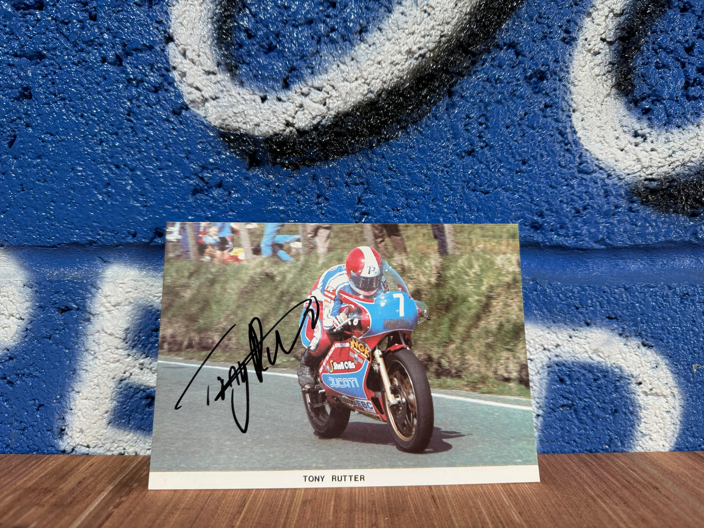 GENUINE TONY RUTTER HAND SIGNED TT POSTCARD