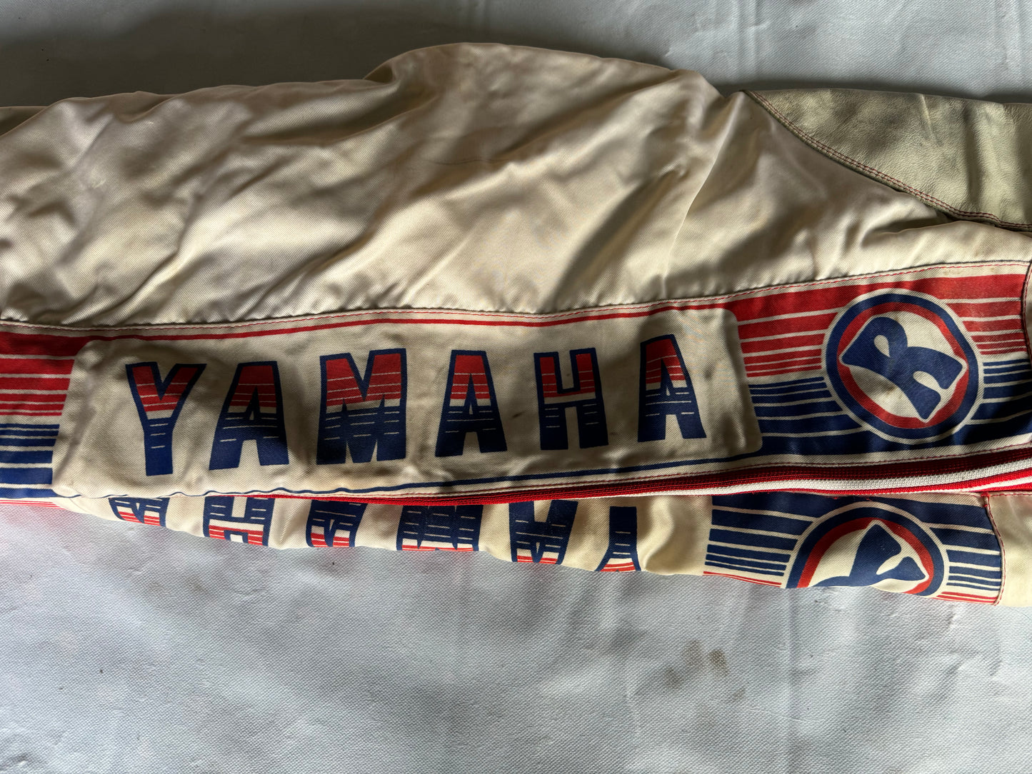 VINTAGE GENUINE YAMAHA M. ROBERT 36'' RED WHITE AND BLUE MOTOCROSS TROUSERS