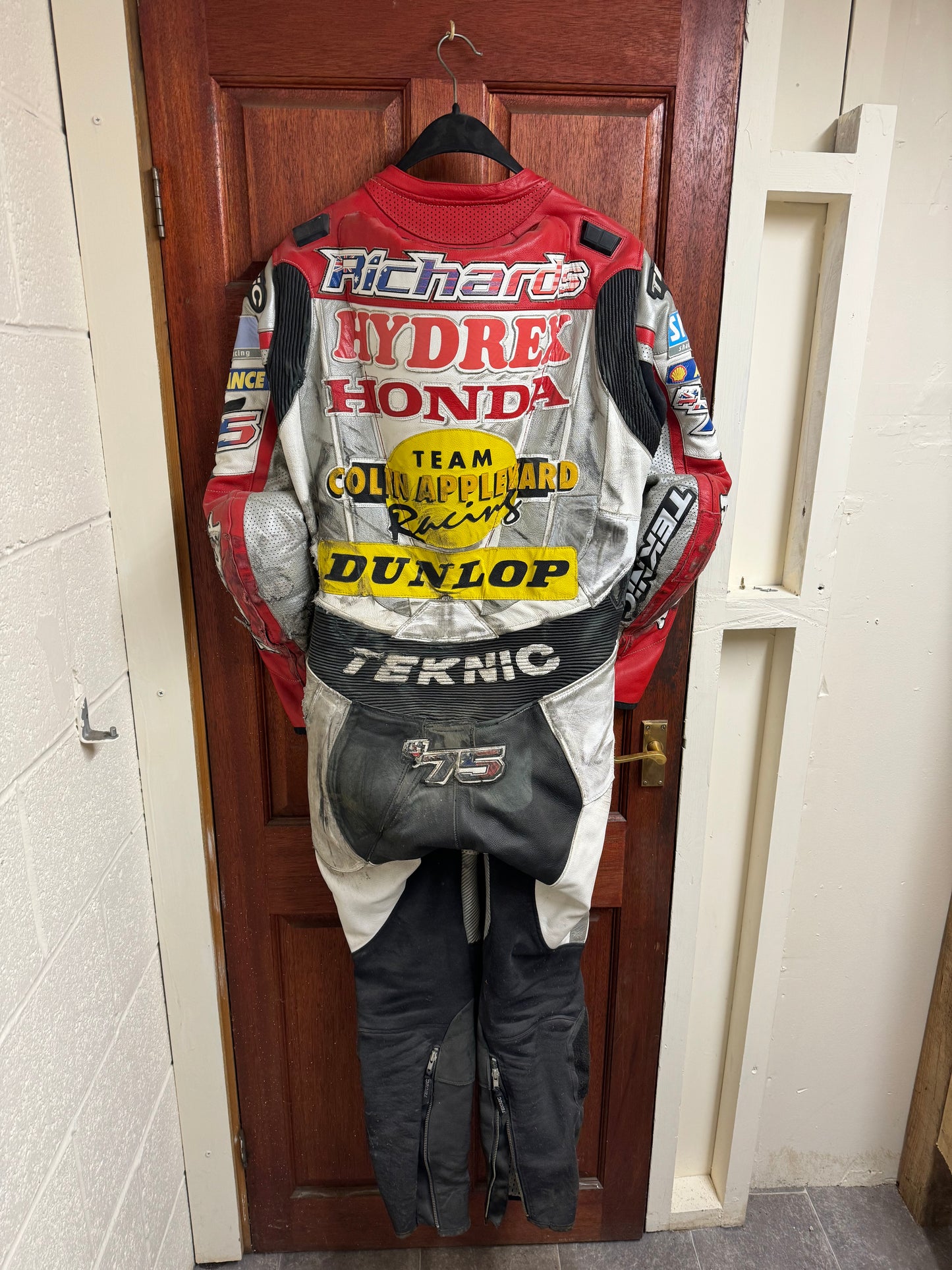 GENUINE GLEN RICHARDS HYDREX HONDA RACE USED LEATHERS