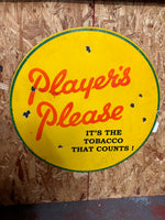 VINTAGE PLAYER'S PLEASE TOBACCO YELLOW METAL SIGN