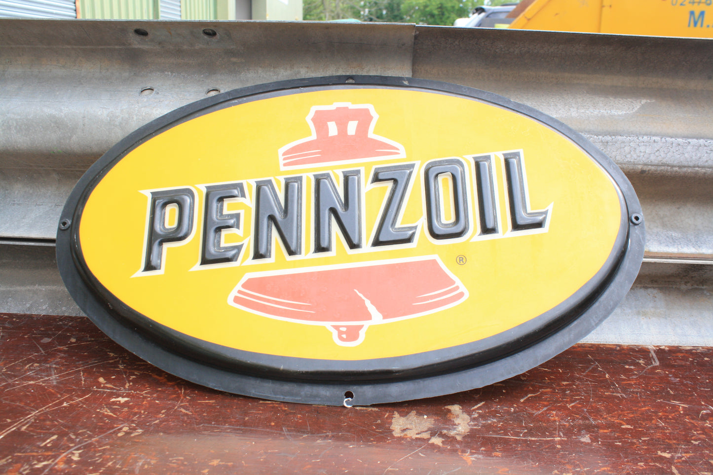 VINTAGE PENNZOIL PLASTIC OVAL SIGN