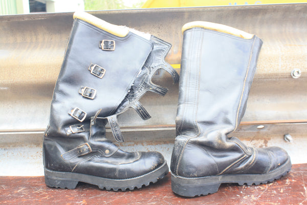 VINTAGE SIZE 9? HALLMAN SALON BLACK LEATHER ENDURO BOOTS