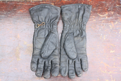 VINTAGE 70'S? BATES X-SMALL BKLACK LEATHER MOTORBIKE GLOVES