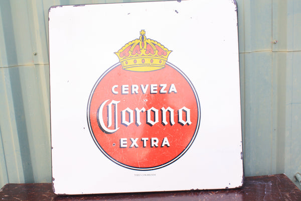 VINTAGE CERVEZA CORONA EXTRA WHITE & RED TABLE TOP/SIGN