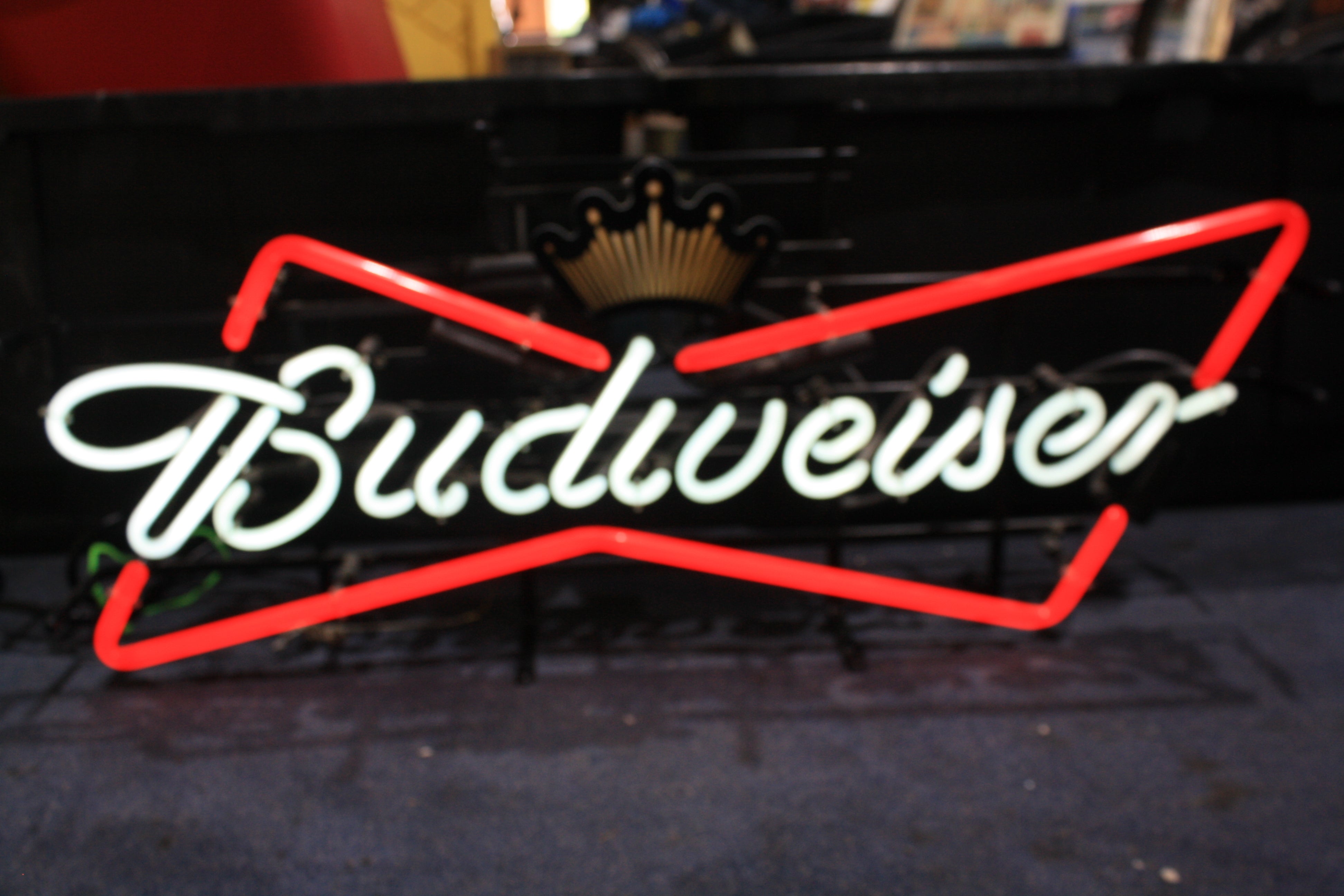 Vintage Budweiser, neon outlets light