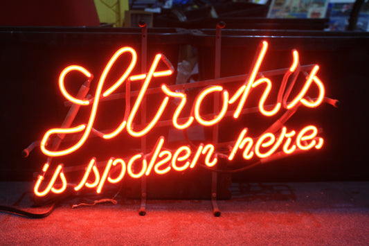 NOS VINTAGE STROH'S SPOKEN HERE NEON SIGN