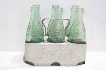 VINTAGE COCA-COLA METAL CARRIER WITH 6 BOTTLES