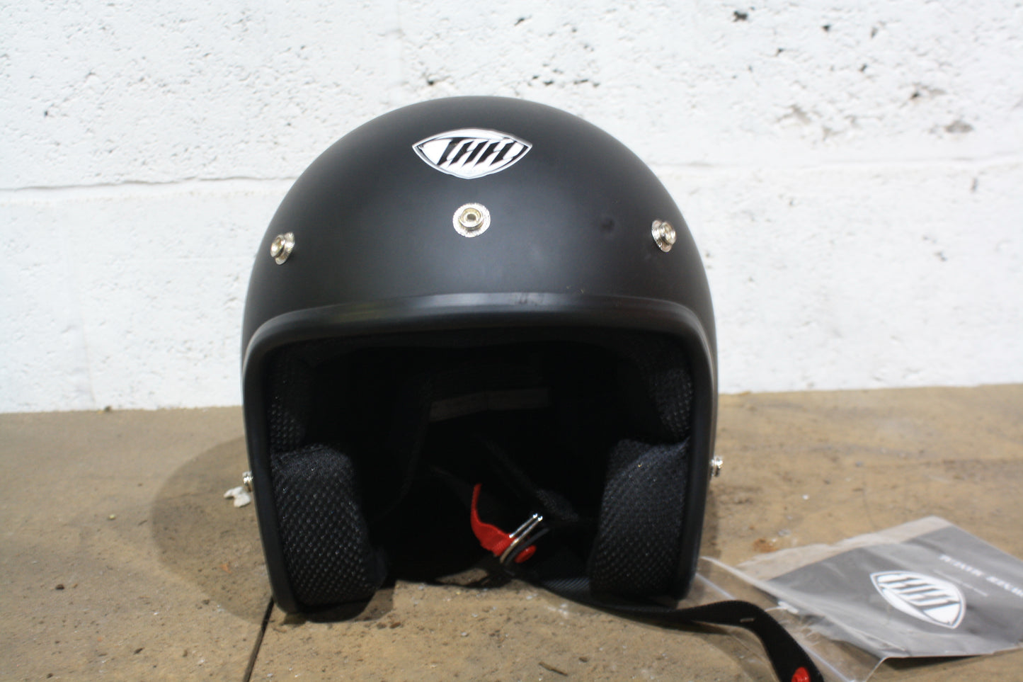 2009 THH XS OPEN FACE BLACK CRASH HELMET