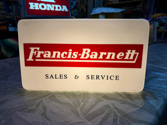 NOS FRANCIS BARNETT DEALER LIGHT UP SIGN